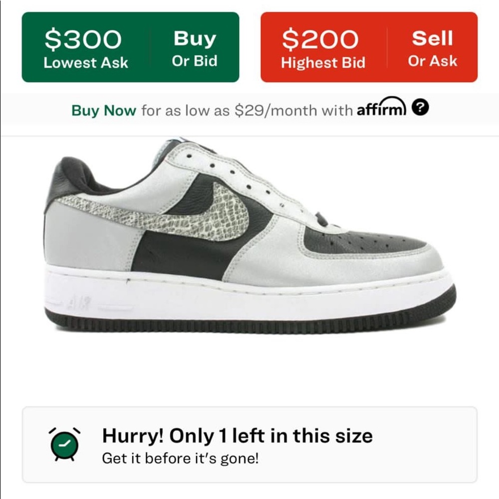 Nike Air Force 1 Silver Snake - New With Box - Picture 7 of 16